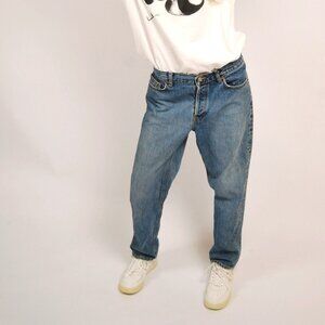 90s Gap Tapered Leg Jeans (10) blue denim vintage tapered leg low rise casual
